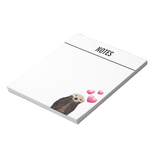 Niedlich Otter mit rosa Liebe Herz Notizblock (Rotiert)