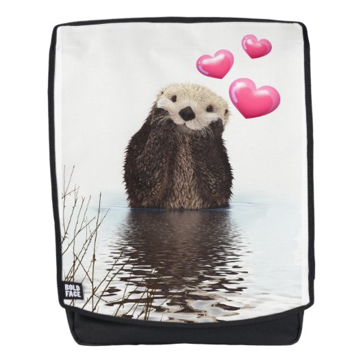 Niedlich Otter mit rosa Liebe Herz Rucksack (Vorderseite)