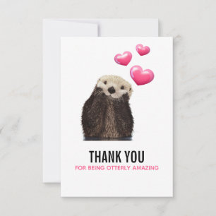 Niedlich Otter mit Valentines Hearts Funny Pub Dankeskarte