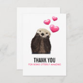 Niedlich Otter mit Valentines Hearts Funny Pub Dankeskarte (Vorne/Hinten)