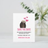 Niedlich Otter mit Valentines Hearts Save the Date Postkarte (Stehend Vorderseite)