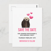 Niedlich Otter mit Valentines Hearts Save the Date Postkarte (Vorne/Hinten)