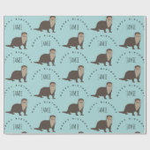 Niedlich Otter Muster Individuelle Name Geburtstag Geschenkpapier (Flach)