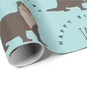 Niedlich Otter Muster Individuelle Name Geburtstag Geschenkpapier (Rolleneckpunkt)