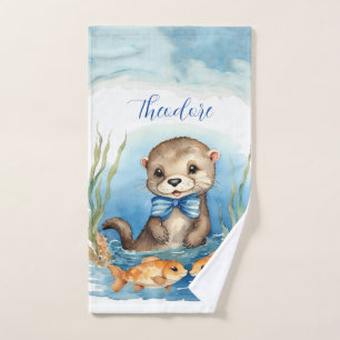 Niedlich Otter Personalisiert Boy Badhandtuch Set