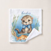 Niedlich Otter Personalisiert Boy Badhandtuch Set (Waschlappen)