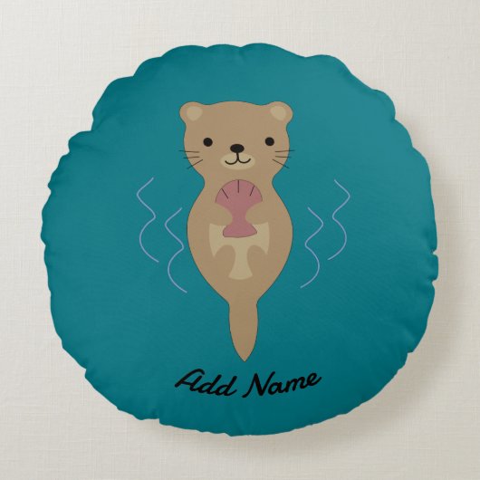 Niedlich Otter Rundes Kissen (Vorderseite)