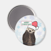 Niedlich Otter Tragen einer Weihnachtsmannmütze Fr Magnet (Vorderseite/Rückseite)