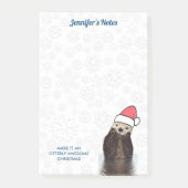 Niedlich Otter Tragen einer Weihnachtsmannmütze Fr Post-it Klebezettel (Vorderseite)