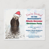 Niedlich Otter Tragen einer Weihnachtsmannmütze We Postkarte (Vorderseite)