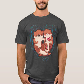 Niedlich Otter Valentinstag Liebe Otters Holding T-Shirt
