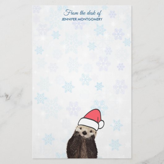 Niedlich Otter Weihnachtsmannmütze Weihnachten tra Briefpapier (Vorderseite)