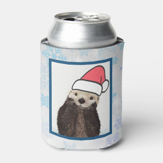 Niedlich Otter Weihnachtsmannmütze Weihnachten tra Dosenkühler (Kanne Vorderseite)