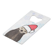 Niedlich Otter Weihnachtsmannmütze Weihnachten tra Geldbeutel Flaschenöffner (Vorderseite Schrägansicht)