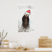 Niedlich Otter Weihnachtsmannmütze Weihnachten tra Poster (Küche)
