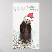 Niedlich Otter Weihnachtsmannmütze Weihnachten tra Poster (Vorne)