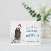 Niedlich Otter Weihnachtsmannmütze Weihnachten tra Postkarte (Stehend Vorderseite)