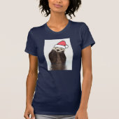 Niedlich Otter Weihnachtsmannmütze Weihnachten tra T-Shirt (Vorderseite)