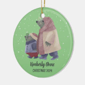 Niedlich Otter Weihnachtstierschnee Winterurlaub Keramik Ornament (Links)