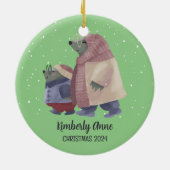 Niedlich Otter Weihnachtstierschnee Winterurlaub Keramik Ornament (Hinten)