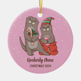 Niedlich Otter Weihnachtstierschnee Winterurlaub Keramik Ornament