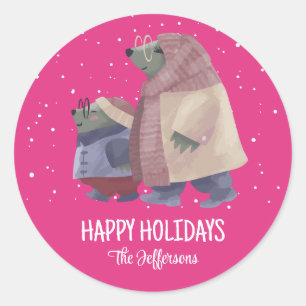 Niedlich Otter Weihnachtstierschnee Winterurlaub Runder Aufkleber