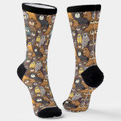Niedlich Otters Collage Brown Grau und Schwarz Socken (Gewinkelt)