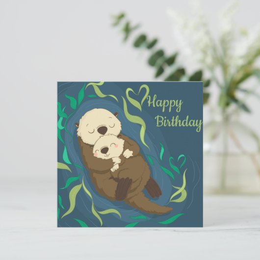 Niedlich Otters Feiertagskarte (Stehend Vorderseite)