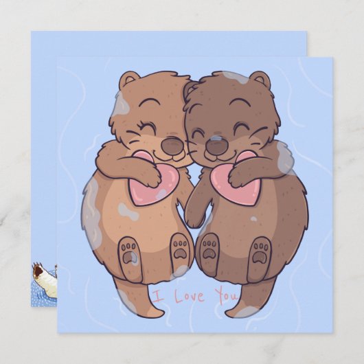 Niedlich Otters Feiertagskarte (Vorne/Hinten)