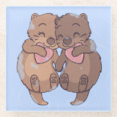 Niedlich Otters Glasuntersetzer (Vorderseite)