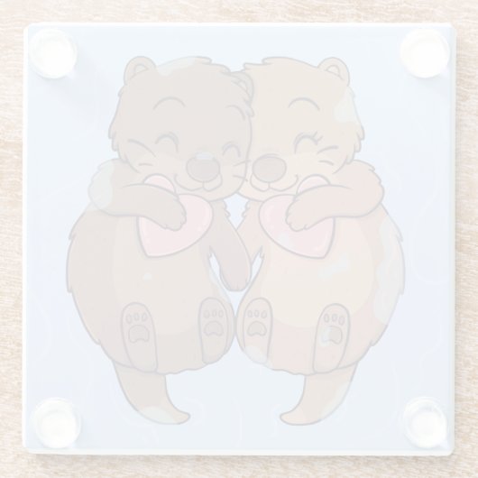 Niedlich Otters Glasuntersetzer (Rückseite)