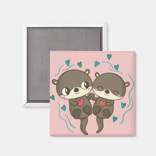 Niedlich Otters Magnet (Vorderseite/Rückseite)