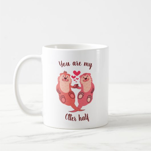 Niedlich Otters Valentinstag Couple Personalisiert Kaffeetasse (Links)