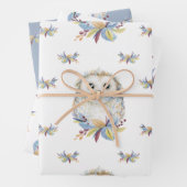 Niedlich Owl beige und blau Geschenkpapier Set (Beispiel)