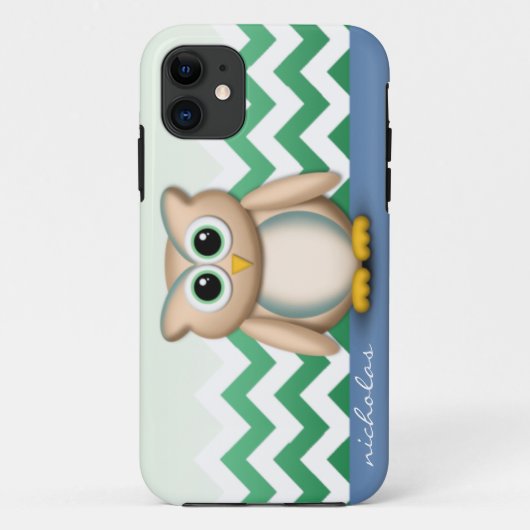 Niedlich Owl - Blue & Green Zickzack iPhone 5 Fall Case-Mate iPhone Hülle (Rückseite)