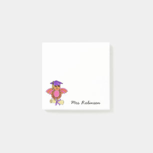 Niedlich Owl Diplomarbeit Lehrer Name Weiß 3 x 3 Post-it Klebezettel