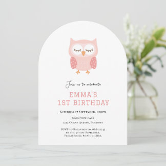 Niedlich Owl Einladung zum ersten Geburtstag