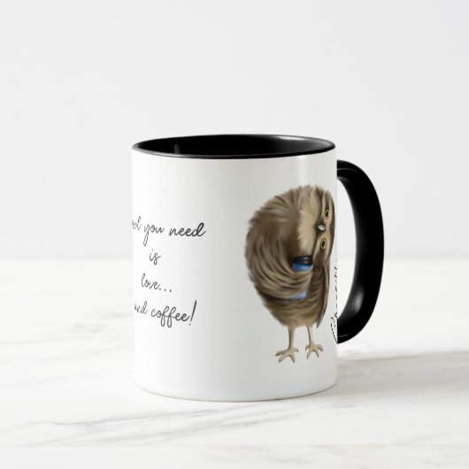Niedlich Owl Funny Liebe Script Personalisierter N Tasse (VorderseiteRechts)