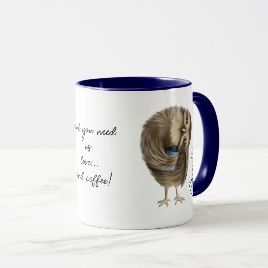Niedlich Owl Funny Liebe Script Personalisierter N Tasse (VorderseiteRechts)