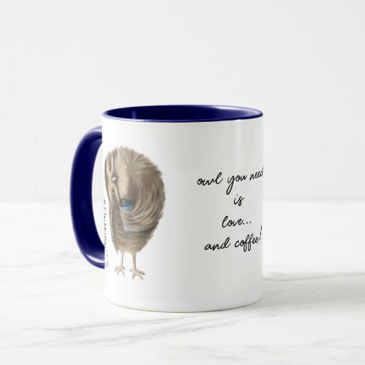 Niedlich Owl Funny Liebe Script Personalisierter N Tasse (Vorderseite Links)