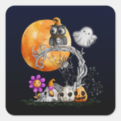 Niedlich Owl Halloween Quadratischer Aufkleber (Vorderseite)