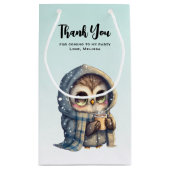 Niedlich Owl Holding einen Kaffee Party Danke Kleine Geschenktüte (Rückseite)