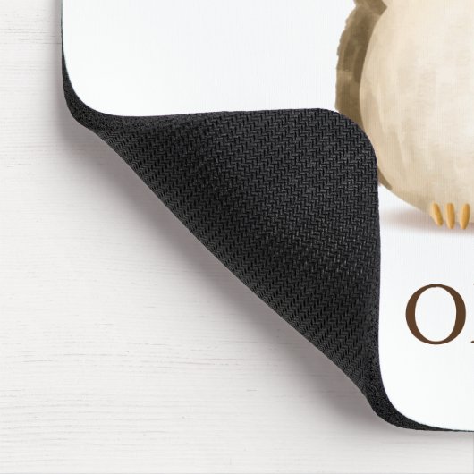 Niedlich Owl Pink Bow Girl Wasserfarbe Name Mousepad (Ecke)