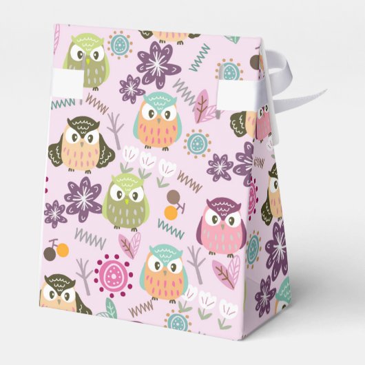 Niedlich Owl Pink Gefälligkeitsbox Geschenkschachtel (Rückseite)