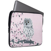 Niedlich Owl Pink Grau Laptopschutzhülle (Vorne Rechts)