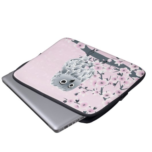 Niedlich Owl Pink Grau Laptopschutzhülle (Vorne Knopf)