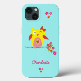 Niedlich Owl Rosa Blume Kinder Personalisierter Na Case-Mate iPhone Hülle