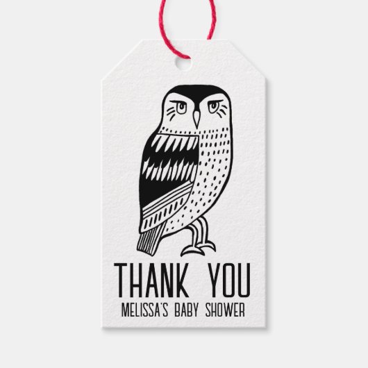 Niedlich Owl Simple BABY SHOWM CUSTOM Danke Kraft Geschenkanhänger (Vorderseite)