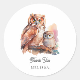 Niedlich Owl Vielen Dank Runder Aufkleber