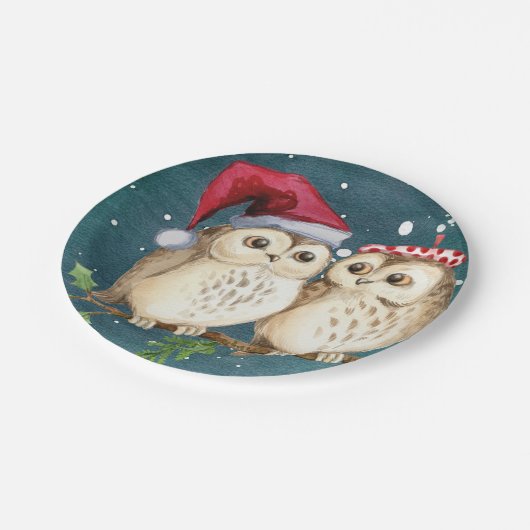 Niedlich Owl Weihnachtsgeschenk Teller Geschirr (Schrägansicht)